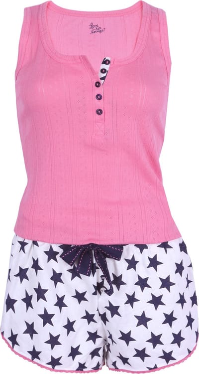Roze en witte pyjama met sterren
