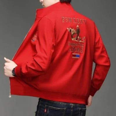 Veste épaisse en polaire à col de baseball brodée pour homme, nouvelle collection automne et hiver 5XL red