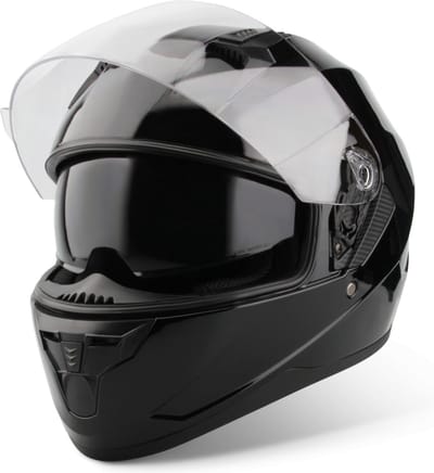 VINZ Kennet Integraalhelm met Zonnevizier - Scooterhelm, Motorhelm - Heren & Dames - ECE Keurmerk - Glans Zwart - XS