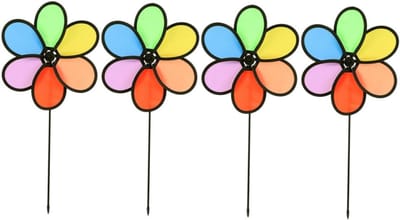 Bloemenwindmolens Set - Tuindecoratie Molentjes - Buitenfeest Decoratie - Levendige Regenboogkleuren - 665 cm Hoog - Multicolor