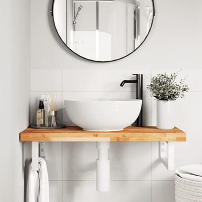 vidaXL - Badkamer - wandschap - staal - en - massief - acaciahout
