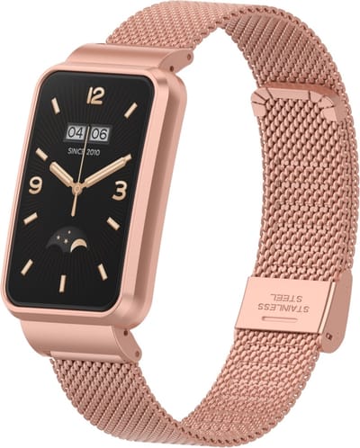 By Qubix - Milanese bandje met case - Rosé goud - Geschikt voor Xiaomi Smart Band 7 Pro / Mi Band 7 Pro bandje