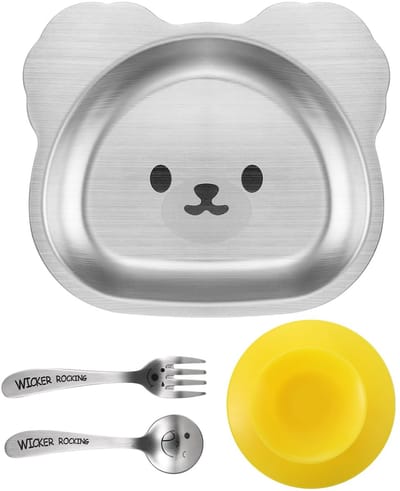 Dailygoods- Kinderbord Berenvorm - Roestvrij Staal - Siliconen Zuignap - Antislip - Diner Dienblad - Veilig voor Peuters - Babybord