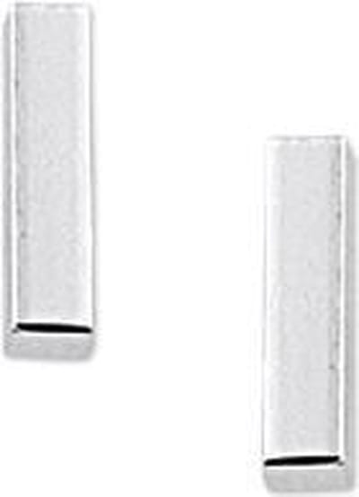 Oorknoppen Balkje Zilver Gerhodineerd Glanzend 8 mm x 2 mm