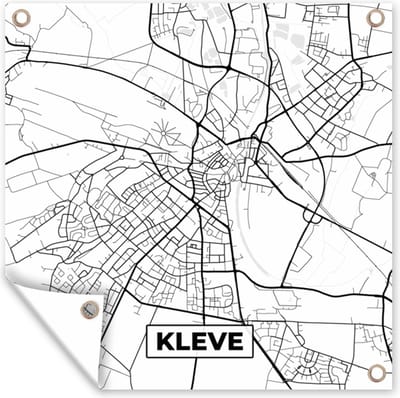 Tuin poster Stadskaart - Kaart - Kleve - Plattegrond - 200x200 cm - Tuindoek