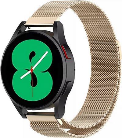 By Qubix - Milanese bandje 20mm - Vintage goud - Geschikt voor Samsung Galaxy Watch 7 (40 & 44mm) - Galaxy Watch FE - Galaxy Watch 6 - Galaxy Watch 6 Pro - Galaxy Watch 5 - 5 Pro - Galaxy Watch 4 - 4 Classic - Active 2 - Watch 3 (41mm)