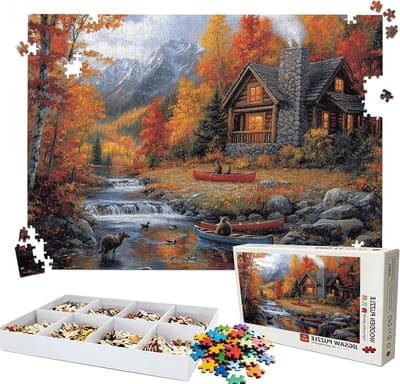 Houten Puzzel - Raadsel Spel - Ontspannend Tijdverdrijf - Precisie Gesneden Stukjes - 1000 Stukjes - Bos Kleuren