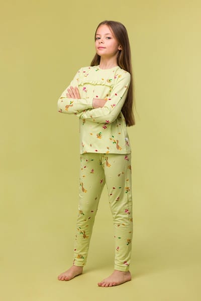Woody pyjama meisjes/dames - lichtgroen - eendjes all-overprint - 242-10-PZG-Z/920 - maat 140