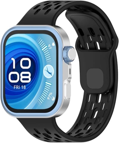 Strap-it Air bandje Siliconen geschikt voor Huawei Watch Fit 5 Pro / 5 / 4 Pro / 4 / 3 - Zwart