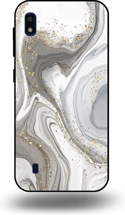 Smartphonica Telefoonhoesje geschikt voor Samsung Galaxy A10 met marmer opdruk - TPU backcover case marble design - Zilver geschikt voor Samsung Galaxy A10