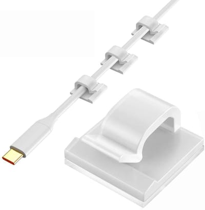 Famanu – 60 stuks kabelclips - kabelhouder met sterke zelfklevende pads - kabelklem voor bureau - geschikt voor de bevestiging van netsnoer - oplaadkabel - lichtketting en decoratieve artikelen - wit