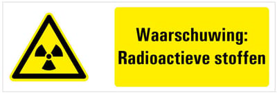 Tekstbord waarschuwing radioactieve stoffen - kunststof - W003 200 x 75 mm