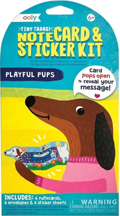 Ooly - Tiny Tadas! Note Cards & Sticker Set - Playful Pups
