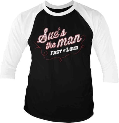 Fast N' Loud Raglan top -S- Sue's The Man Zwart/Wit
