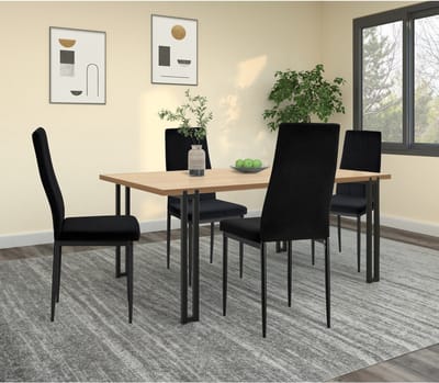 Kelly-Gestoffeerde eetkamerstoelen set van 4 in zwart fluweel