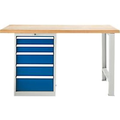TOP-werkbank, Werkbank met kast, 5 schuifladen, basiseenheid, 2000 mm breed