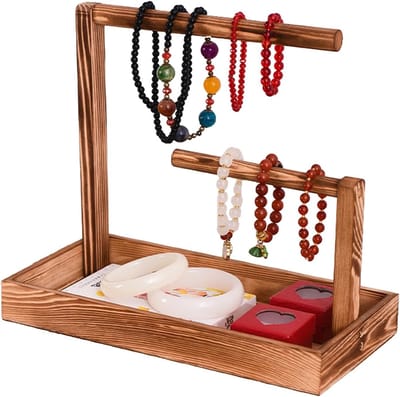 Dailygoody - Sieradenhouder - Hout - Kettingen Armbanden Ringen - Opbergmogelijkheid - Bruin - Sieradenorganizer - Geschikt voor Dagelijks Gebruik - H