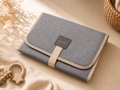 Baby Verschoonmatje voor onderweg - Waterbestendig - Grijs Taupe - 58x30 cm