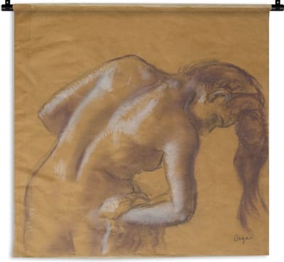Wandkleed Edgar Degas - Bather Drying Herself - Schilderij van Edgar Degas Wandkleed katoen 180x180 cm - Wandtapijt met foto