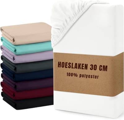 Aurixi® Molton 180x200 - Hoeslaken 180 x 200 - Wit - 180cm x 200cm x 30cm