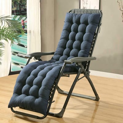 Ligstoel Kussen - Loungestoel Kussen - Buiten Ontspannen - Extra Dikke Vulling - 170 cm Lengte - Marineblauw