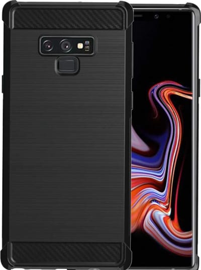 Luxe Samsung Galaxy Note 9 hoesje – Zwart – Geborsteld TPU Carbon Case – Shockproof Cover met versterkte randen