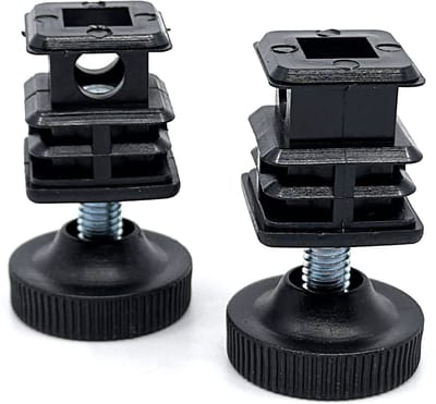 Serviprof insteekdop met stelvoet - 20 x 20 mm - ABS kunststof - Zwart - 2 stuks