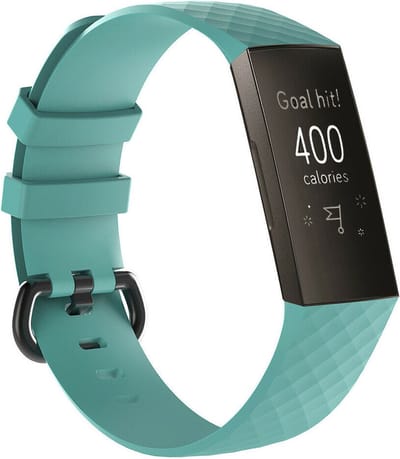 Strap-it Siliconen bandje - geschikt voor Fitbit Charge 3 / Fitbit Charge 4 - aqua - Maat: Maat L