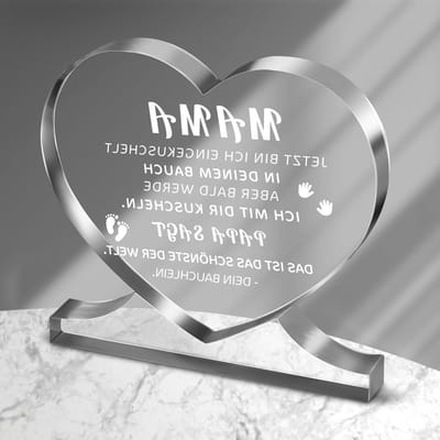 Hartvormig acrylbord voor zwangere vrouwen en aanstaande moeders, deskdecoratie en cadeau-ideeën voor zwangerschap en babyshower
