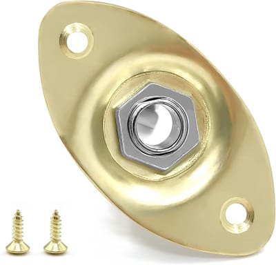 Serrated 1/4" Oval LP Gitaar Output Jack Plate Input Socket met Schroeven voor Les Paul Elektrische Gitaar - Goudkleurig, Duurzaam, Hoogwaardige Geluidskwaliteit