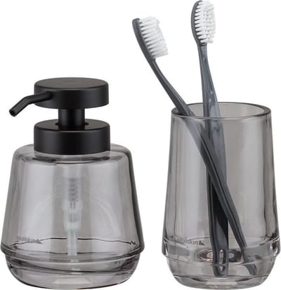 Sealskin Mood - Badkamerset - Zeepdispenser 380 ml - Tandenborstelbeker - Grijs