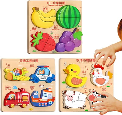 Houten Puzzels - Educatief Speelgoed - Leren door Spel - Duurzaam Hout - 20 x 20 cm