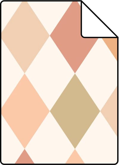 Proefstaal ESTAhome behang ruitjes roze, terracotta en groen - 26.5 x 21 cm - 131763-S