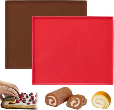 Zwitserse rolmat -Siliconen Bakmat - bakmat - Cake Rol Mat - Keukengereedschap - Antiaanbaklaag - Herbruikbaar - Hittebestendig - Afwasbaar - voor Biscuirtrollen, Desserts, Pizza - 30,5 x 25,8 cm - 2 stuks