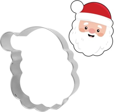 Kerstman Hoofd Uitsteekvorm - 8x6CM - metaal RVS - Deeguitsteker, koekjes mal, fondantvorm