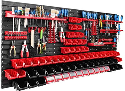 Multifunctioneel Opslagsysteem voor Werkplaats | 1730 x 780 mm | 70 Opbergdozen | Wandplank met Gereedschapshouders en Stapelboxen | Extra Sterke Wandopslag