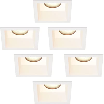 Ledvion – 6x LED Inbouwspot Vierkant 85x85mm – Wit – Dimbaar – GU10 – 2700K – 3W – IP20