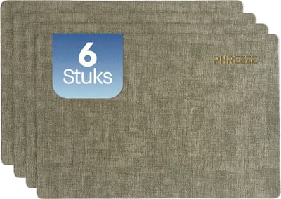 Phreeze Placemat met Linnen Patroon - 6 Stuks - Wasbaar - 30x45 CM - Luxe Onderleggers voor Borden - Groen
