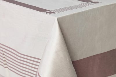Damast Tafelkleed Lineair Taupe/Bruin 190x140cm, De Witte Lietaer