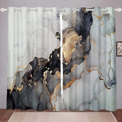 Gordijnen Polyester Woonkamergordijnen Klaar Marmeren Slaapkamergordijnen Wintergordijn Voor Slaapkamer Home Decor Polyester Gordijnen W50xH130(CM)x2PCS-Grommet Top