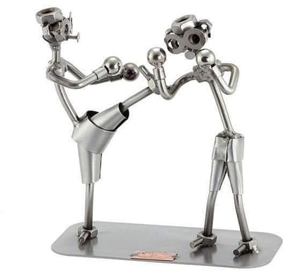 Metalen beeld - Kickboksen - Sport - Moerenbeeldje - 16x17x8 cm - by Rawa