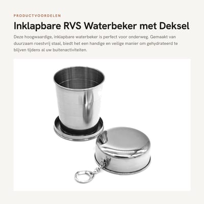 Dailygoods- Bekerhouder - Opvouwbare Waterfles - Roestvrij Staal - Draagbare Sportwaterfles - Lichtgewicht - Hoogwaardig Materiaal