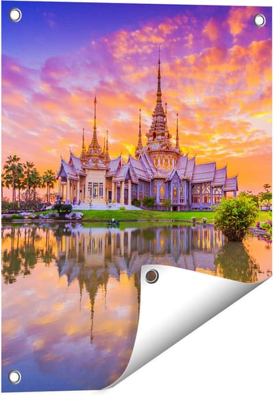 Gards Tuinposter Wat Non Kum Tempel in Thailand - 40x50 cm - Tuindoek - Tuindecoratie - Wanddecoratie buiten - Tuinschilderij