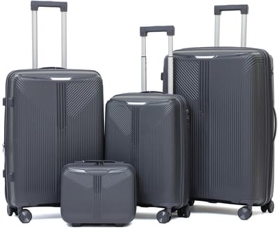 Casamayra Luxe Kofferset 3-Delig Incl. Underseat Koffer - Lichtgewicht Hardcase - Expandable - Ingebouwd Cijferslot - 360° Wielen - Dark Grey