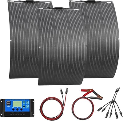 Flexibele Zonnepanelen Kit - Zonnemodule Set - Camper Boot Auto - ETFE Laag Zelfreinigend - 300W - Zwart