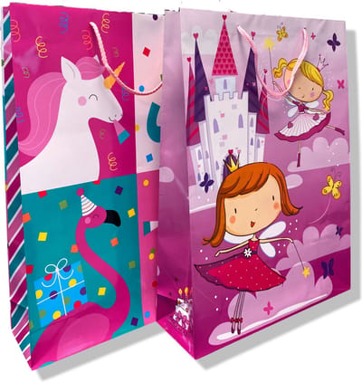 4 Luxe cadeau tasjes - A3 - Prinsessen - Eenhoorns -