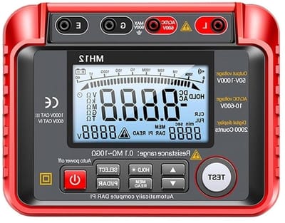 Digitale Megohmmeter - Isolatietester Ohmmeters - Elektrische testen - Automatisch bereik - 2000 tellingen - Zwart