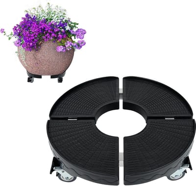 Plantenroller Rond - Bloempot Onderzetter - Meubels Verplaatsen - 360 Graden Wielen - 39-52cm Verstelbaar - Zwart