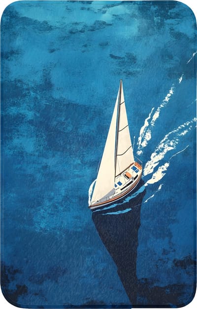 WC mat 50x80 cm - Antislip - Zeilboot - Water - Abstract - Schaduw - Toiletmat - Vloermat - Douchemat - Toilet tapijt - Toiletmatten