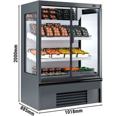 GGM Gastro Wandkühlregal - 1018mm - 528 Liter - mit 2 doppelt verglasten Flügeltüren & 2 Ablagen Grijs